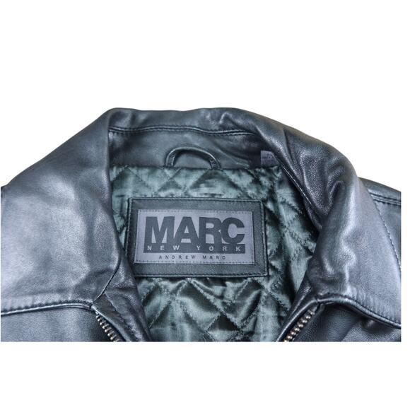 Marc New York Black Leather Winter Jacket Men's M - Picture 3 of 7